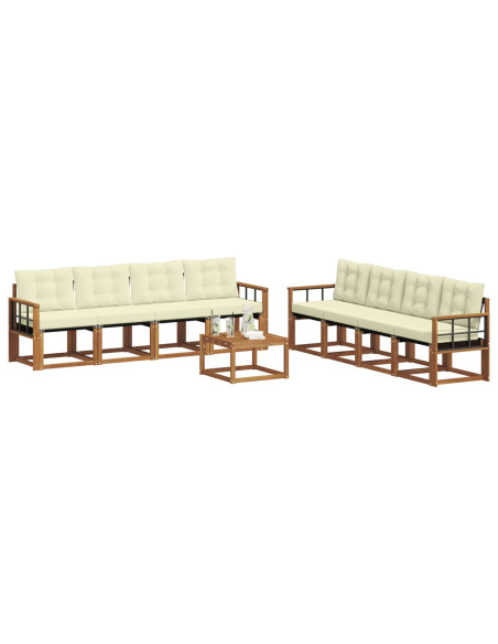 Set di divani con cuscino 9 pcs Naturale e Crema