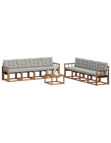 Set di divani con cuscino 9 pcs Grigio Naturale e Chiaro