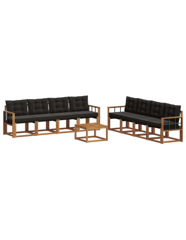 Set di divani con cuscino 9 pcs Naturale e Nero