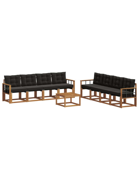 Set di divani con cuscino 9 pcs Naturale e Nero