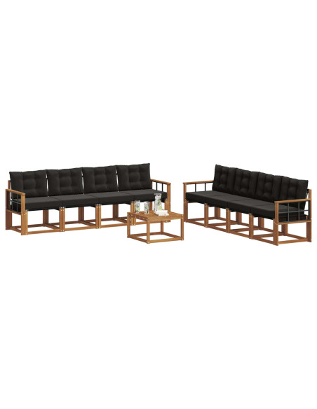 Set di divani con cuscino 9 pcs Naturale e Nero