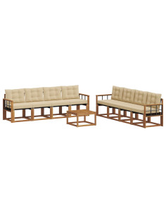 Set di divani con cuscino 9 pcs Naturale e Beige 2