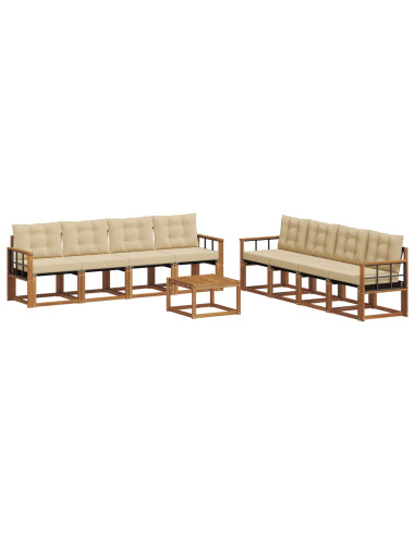 Set di divani con cuscino 9 pcs Naturale e Beige