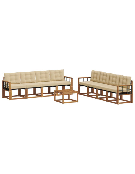 Set di divani con cuscino 9 pcs Naturale e Beige