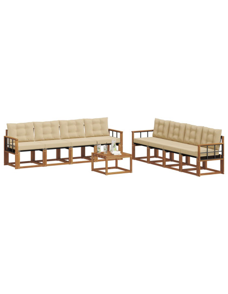 Set di divani con cuscino 9 pcs Naturale e Beige