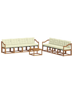 Set di divani con cuscino 9 pcs Naturale e Crema 2