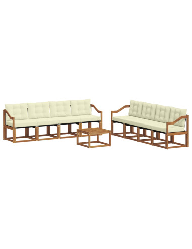 Set di divani con cuscino 9 pcs Naturale e Crema