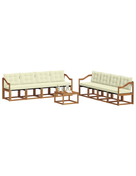 Set di divani con cuscino 9 pcs Naturale e Crema