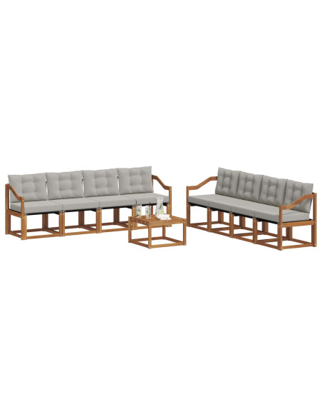 Set di divani con cuscino 9 pcs Grigio Naturale e Chiaro