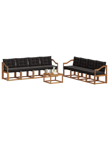 Set di divani con cuscino 9 pcs Naturale e Nero