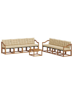 Set di divani con cuscino 9 pcs Naturale e Beige 2
