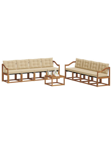 Set di divani con cuscino 9 pcs Naturale e Beige