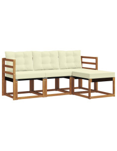Set di divani con cuscino 4 pcs Naturale e Crema 2