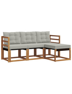 Set di divani con cuscino 4 pcs Grigio Naturale e Chiaro 2