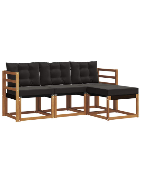 Set di divani con cuscino 4 pcs Naturale e Nero