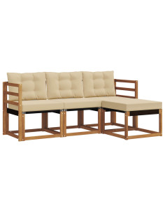 Set di divani con cuscino 4 pcs Naturale e Beige 2