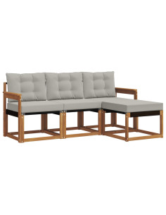 Set di divani con cuscino 4 pcs Grigio Naturale e Chiaro 2