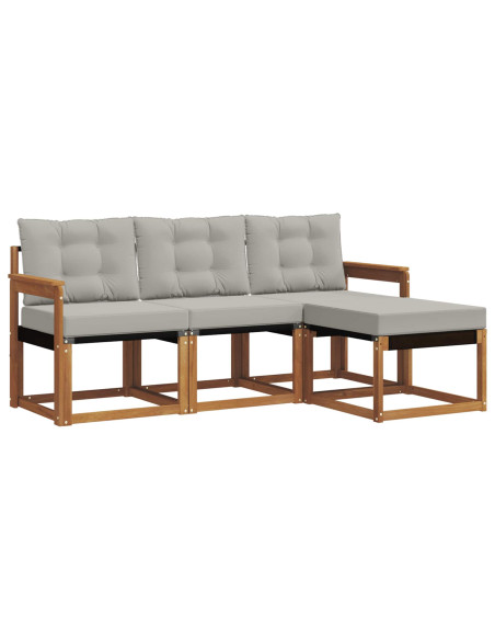 Set di divani con cuscino 4 pcs Grigio Naturale e Chiaro
