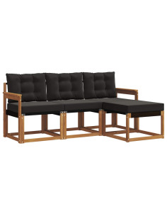 Set di divani con cuscino 4 pcs Naturale e Nero 2