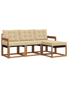 Set di divani con cuscino 4 pcs Naturale e Beige 2