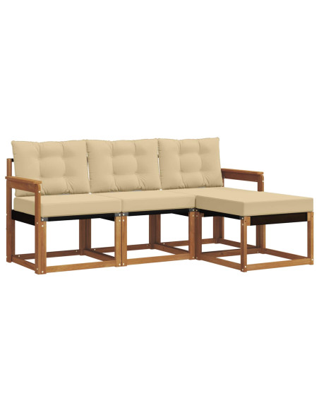 Set di divani con cuscino 4 pcs Naturale e Beige