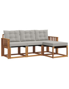 Set di divani con cuscino 4 pcs Grigio Naturale e Chiaro 2