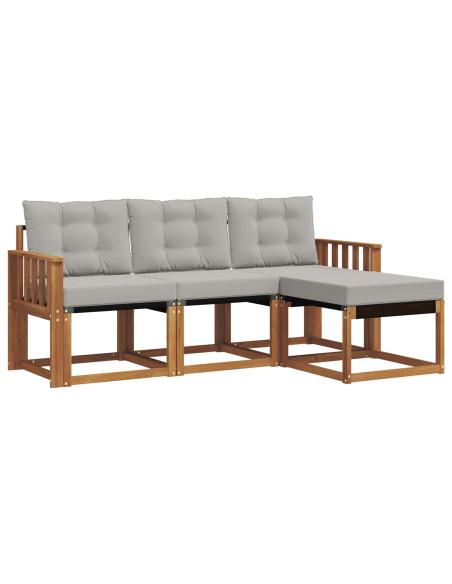 Set di divani con cuscino 4 pcs Grigio Naturale e Chiaro