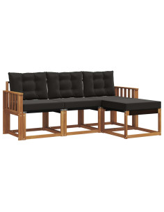 Set di divani con cuscino 4 pcs Naturale e Nero 2