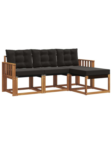 Set di divani con cuscino 4 pcs Naturale e Nero
