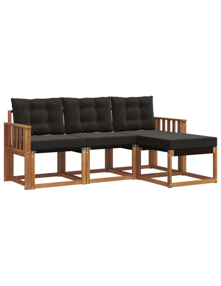 Set di divani con cuscino 4 pcs Naturale e Nero