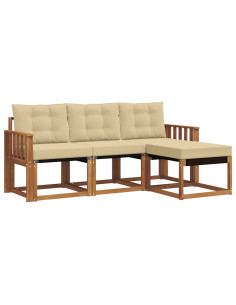 Set di divani con cuscino 4 pcs Naturale e Beige 2