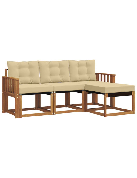 Set di divani con cuscino 4 pcs Naturale e Beige