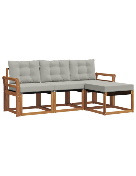 Set di divani con cuscino 4 pcs Grigio Naturale e Chiaro