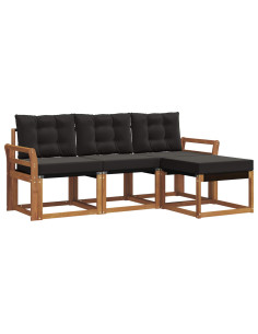 Set di divani con cuscino 4 pcs Naturale e Nero 2