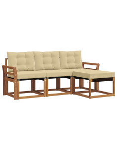 Set di divani con cuscino 4 pcs Naturale e Beige 2