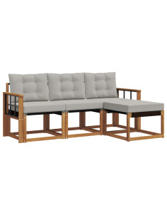 Set di divani con cuscino 4 pcs Grigio Naturale e Chiaro 2