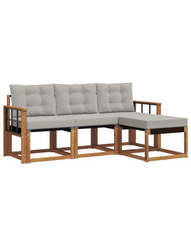 Set di divani con cuscino 4 pcs Grigio Naturale e Chiaro
