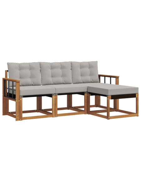 Set di divani con cuscino 4 pcs Grigio Naturale e Chiaro