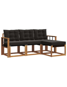 Set di divani con cuscino 4 pcs Naturale e Nero 2