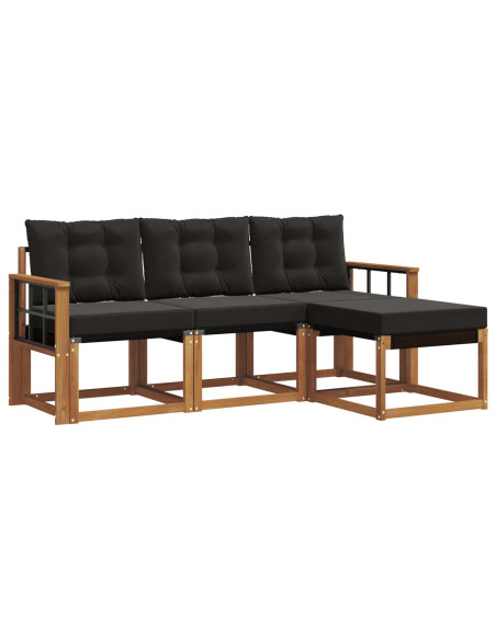 Set di divani con cuscino 4 pcs Naturale e Nero