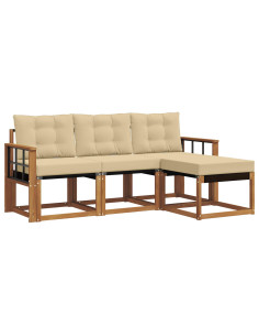 Set di divani con cuscino 4 pcs Naturale e Beige 2