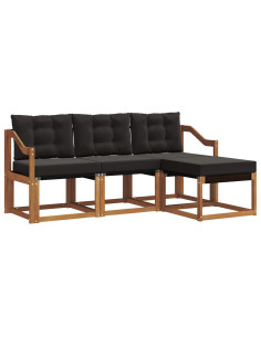 Set di divani con cuscino 4 pcs Naturale e Nero 2