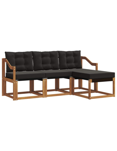 Set di divani con cuscino 4 pcs Naturale e Nero