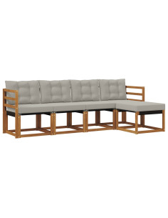 Set di divani con cuscino 5 pcs Grigio Naturale e Chiaro 2