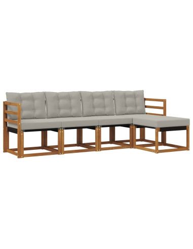 Set di divani con cuscino 5 pcs Grigio Naturale e Chiaro