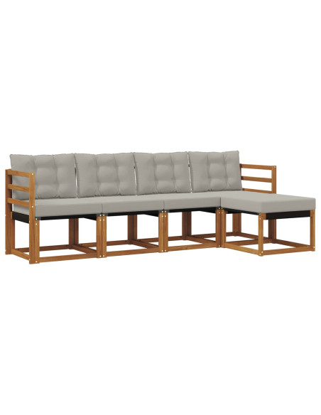 Set di divani con cuscino 5 pcs Grigio Naturale e Chiaro