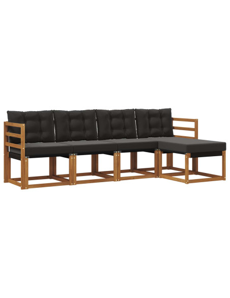Set di divani con cuscino 5 pcs Naturale e Nero