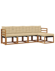 Set di divani con cuscino 5 pcs Naturale e Beige 2