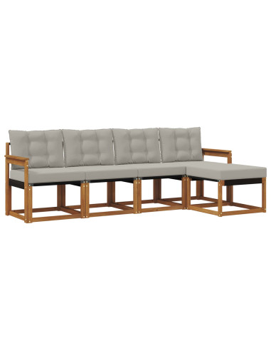 Set di divani con cuscino 5 pcs Grigio Naturale e Chiaro