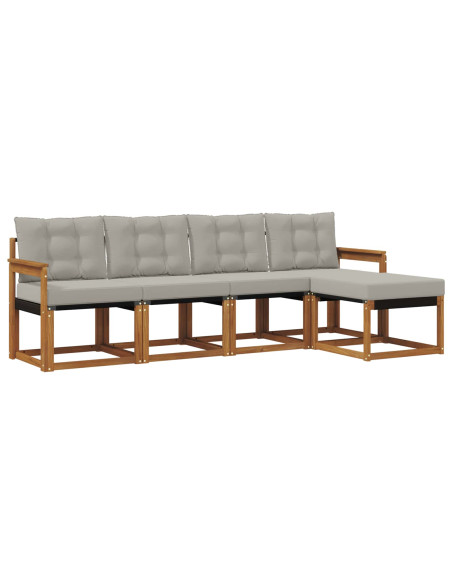 Set di divani con cuscino 5 pcs Grigio Naturale e Chiaro